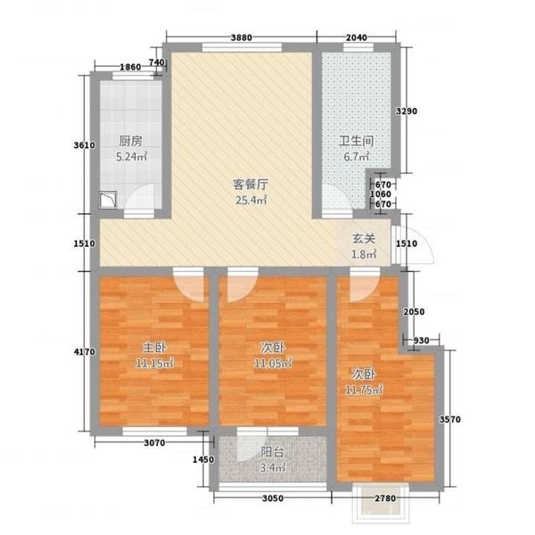 臨淄淄江花園北五區電梯新房毛坯四樓3室1廳1衛 110.35平米